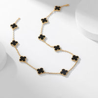 [LUXE NOBLE]CLOVER 10 MOTIFS ONYX NECKLACE