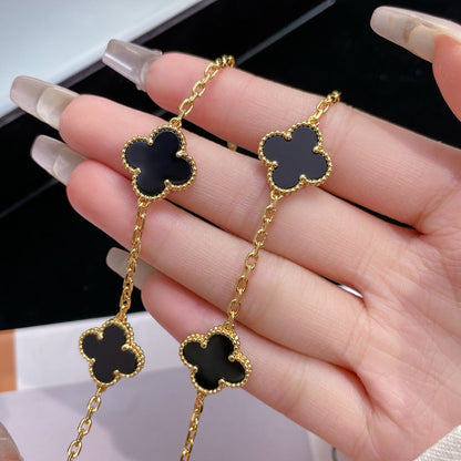 [LUXE NOBLE]CLOVER 10 MOTIFS ONYX NECKLACE