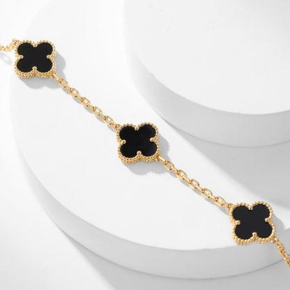 [LUXE NOBLE]CLOVER 10 MOTIFS ONYX NECKLACE