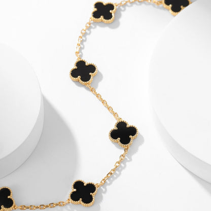 [LUXE NOBLE]CLOVER 10 MOTIFS ONYX NECKLACE