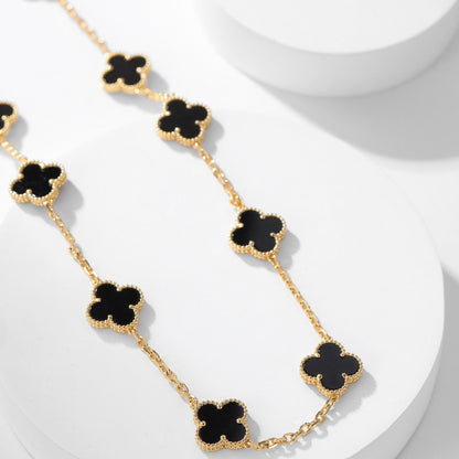 [LUXE NOBLE]CLOVER 10 MOTIFS ONYX NECKLACE