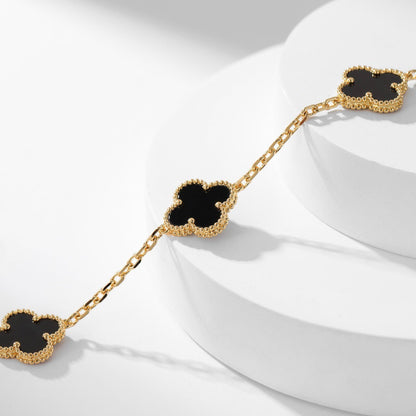 [LUXE NOBLE]CLOVER 10 MOTIFS ONYX NECKLACE