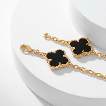 [LUXE NOBLE]CLOVER 10 MOTIFS ONYX NECKLACE