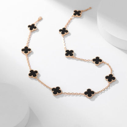 [LUXE NOBLE]CLOVER 10 MOTIFS ONYX NECKLACE