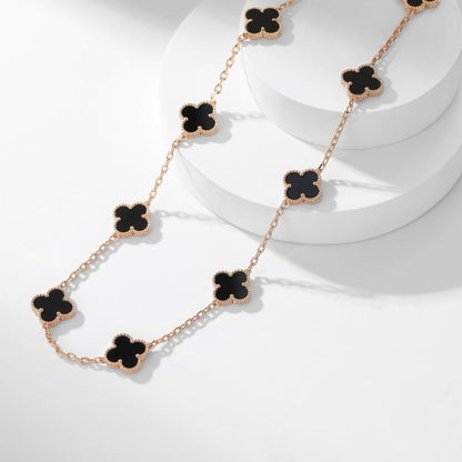 [LUXE NOBLE]CLOVER 10 MOTIFS ONYX NECKLACE