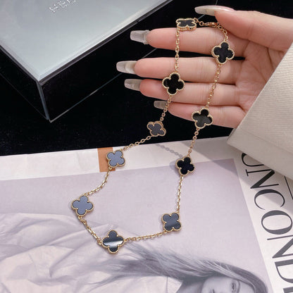 [LUXE NOBLE]CLOVER 10 MOTIFS ONYX NECKLACE