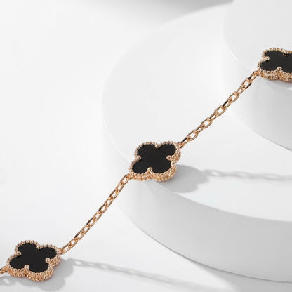 [LUXE NOBLE]CLOVER 10 MOTIFS ONYX NECKLACE