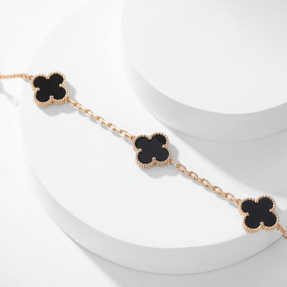 [LUXE NOBLE]CLOVER 10 MOTIFS ONYX NECKLACE