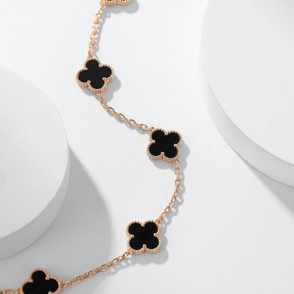 [LUXE NOBLE]CLOVER 10 MOTIFS ONYX NECKLACE
