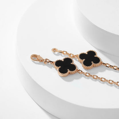 [LUXE NOBLE]CLOVER 10 MOTIFS ONYX NECKLACE