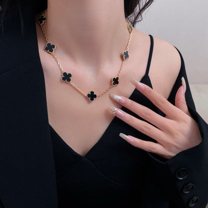 [LUXE NOBLE]CLOVER 10 MOTIFS ONYX NECKLACE