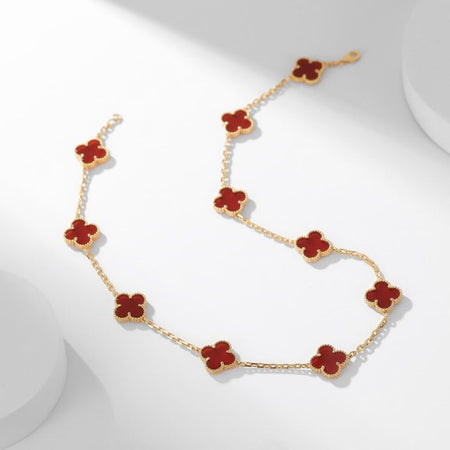 [LUXE NOBLE]CLOVER 10 MOTIFS CARNELIAN NECKLACE