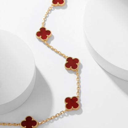 [LUXE NOBLE]CLOVER 10 MOTIFS CARNELIAN NECKLACE