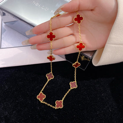 [LUXE NOBLE]CLOVER 10 MOTIFS CARNELIAN NECKLACE