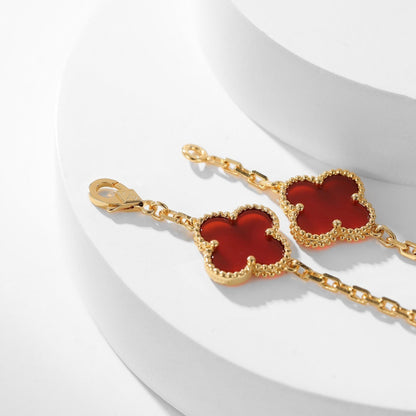 [LUXE NOBLE]CLOVER 10 MOTIFS CARNELIAN NECKLACE