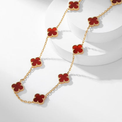 [LUXE NOBLE]CLOVER 10 MOTIFS CARNELIAN NECKLACE