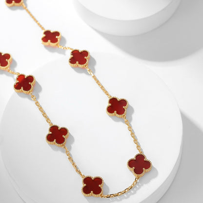 [LUXE NOBLE]CLOVER 10 MOTIFS CARNELIAN NECKLACE
