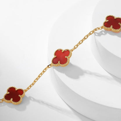 [LUXE NOBLE]CLOVER 10 MOTIFS CARNELIAN NECKLACE