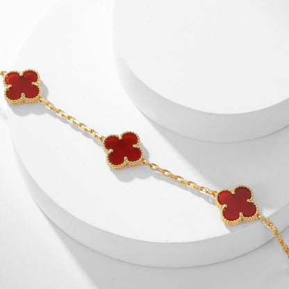 [LUXE NOBLE]CLOVER 10 MOTIFS CARNELIAN NECKLACE
