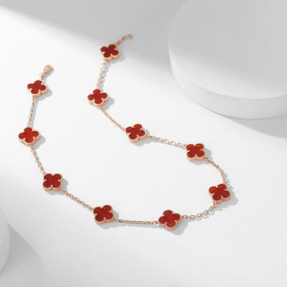 [LUXE NOBLE]CLOVER 10 MOTIFS CARNELIAN NECKLACE