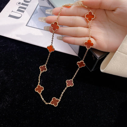 [LUXE NOBLE]CLOVER 10 MOTIFS CARNELIAN NECKLACE