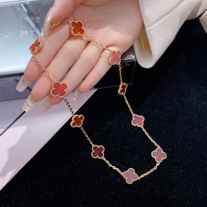 [LUXE NOBLE]CLOVER 10 MOTIFS CARNELIAN NECKLACE