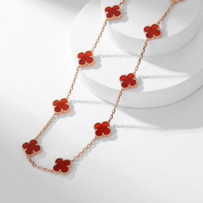 [LUXE NOBLE]CLOVER 10 MOTIFS CARNELIAN NECKLACE