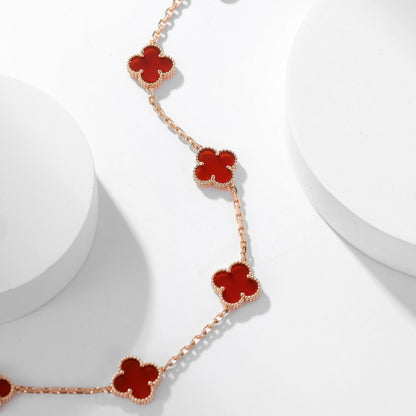 [LUXE NOBLE]CLOVER 10 MOTIFS CARNELIAN NECKLACE