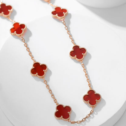 [LUXE NOBLE]CLOVER 10 MOTIFS CARNELIAN NECKLACE