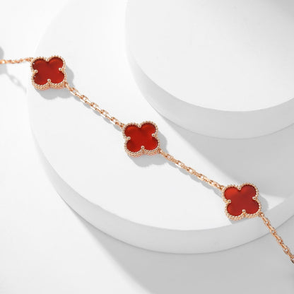 [LUXE NOBLE]CLOVER 10 MOTIFS CARNELIAN NECKLACE
