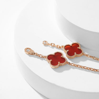 [LUXE NOBLE]CLOVER 10 MOTIFS CARNELIAN NECKLACE