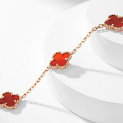 [LUXE NOBLE]CLOVER 10 MOTIFS CARNELIAN NECKLACE