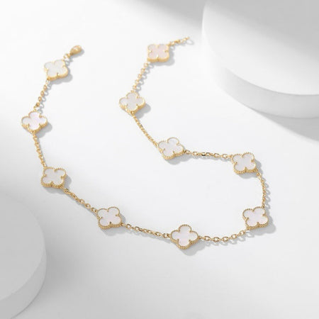 [LUXE NOBLE]CLOVER 10 MOTIFS WHITE MOTHER OF PEARL NECKLACE