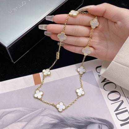 [LUXE NOBLE]CLOVER 10 MOTIFS WHITE MOTHER OF PEARL NECKLACE