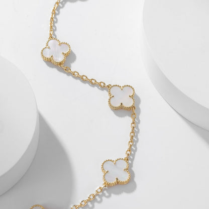 [LUXE NOBLE]CLOVER 10 MOTIFS WHITE MOTHER OF PEARL NECKLACE