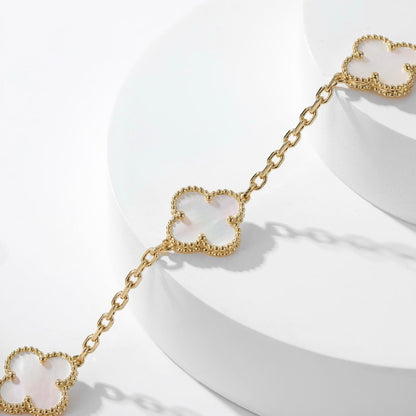[LUXE NOBLE]CLOVER 10 MOTIFS WHITE MOTHER OF PEARL NECKLACE