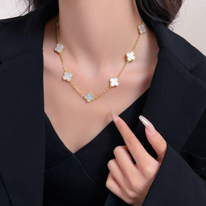 [LUXE NOBLE]CLOVER 10 MOTIFS WHITE MOTHER OF PEARL NECKLACE
