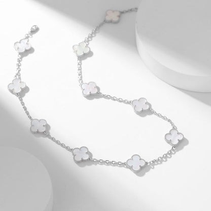 [LUXE NOBLE]CLOVER 10 MOTIFS WHITE MOTHER OF PEARL NECKLACE