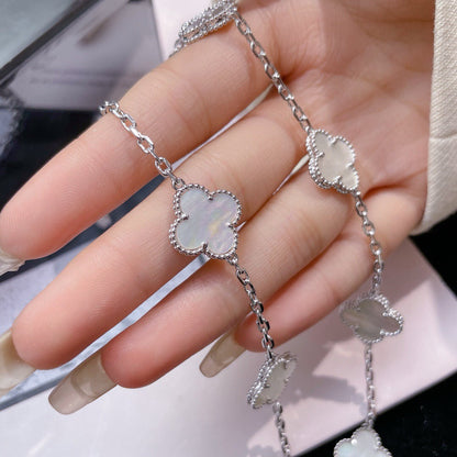 [LUXE NOBLE]CLOVER 10 MOTIFS WHITE MOTHER OF PEARL NECKLACE