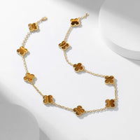 [LUXE NOBLE] CLOVER 10 MOTIFS TIGER EYE HALSKETTE