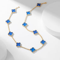 [LUXE NOBLE]CLOVER 10 MOTIFS BLUE AGATE NECKLACE