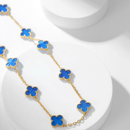 [LUXE NOBLE]CLOVER 10 MOTIFS BLUE AGATE NECKLACE