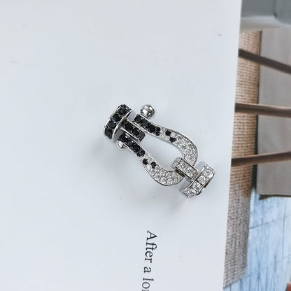 [LUXE NOBLE]フォース ラージホースシュー ブラック ホワイト ダイヤモンド ブレスレット シルバー