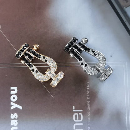 [LUXE NOBLE] FORCE Großes Hufeisen Schwarz Weiß Diamantarmband Roségold