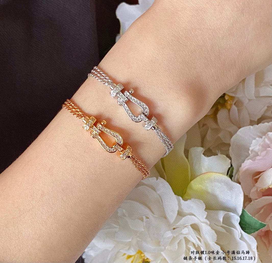 [LUXE NOBLE] FORCE KLEINES HORSESHOE DIAMANT-KETTEN-SEIL-ARMBAND