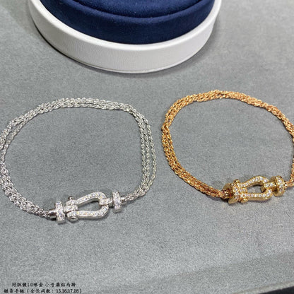 [LUXE NOBLE]FORCE SMALL HORSESHOE  DIAMOND CHAIN ROPE BRACELET