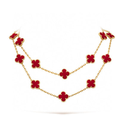 [LUXE NOBLE]CLOVER 20 MOTIFS CARNELIAN NECKLACE