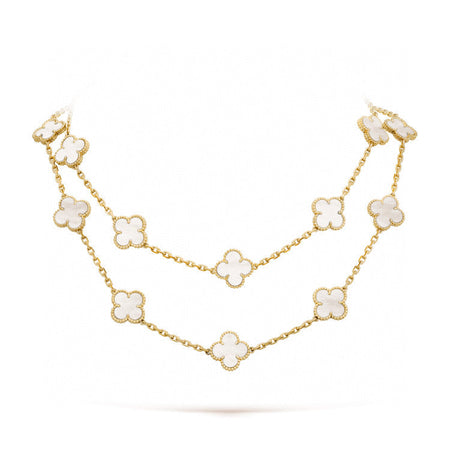 [LUXE NOBLE]CLOVER 20 MOTIFS WHITE MOP NECKLACE