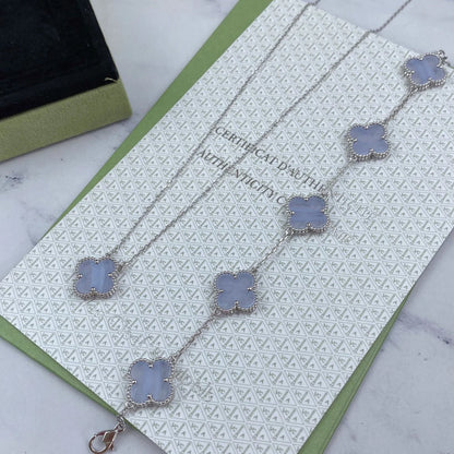 [LUXE NOBLE] CLOVER 5 MOTIF PURPLE CHALCEDONY BRACELET COLLECTION