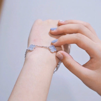 [LUXE NOBLE] CLOVER 5 MOTIF PURPLE CHALCEDONY BRACELET COLLECTION